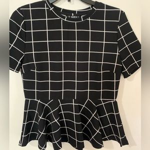 SHEIN size large peplum black and white top